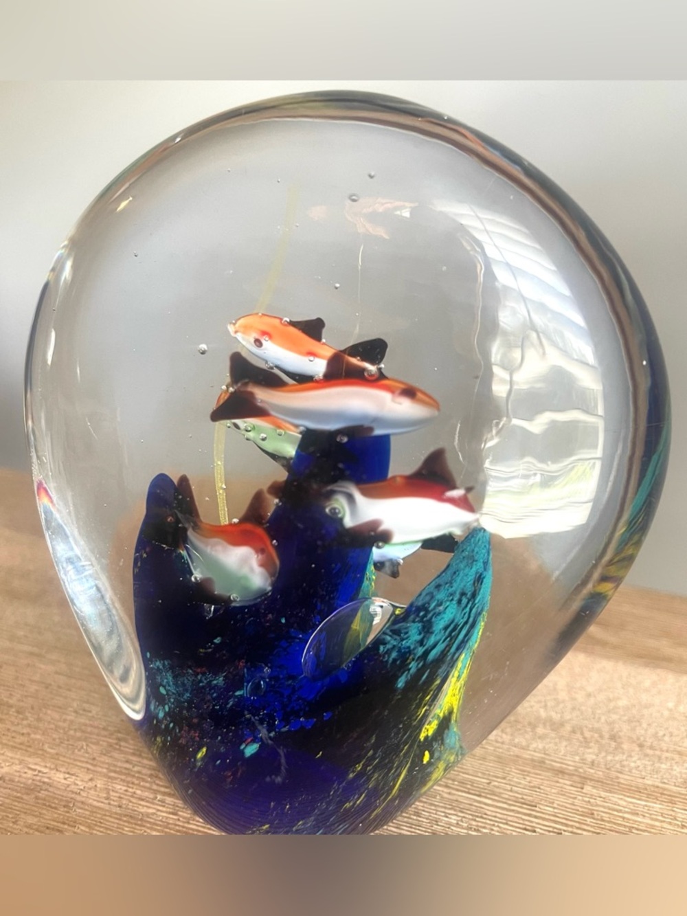Italian Art Glass Fish Aquarium Paperweight Sculpture Vintage Coastal Decor Gift